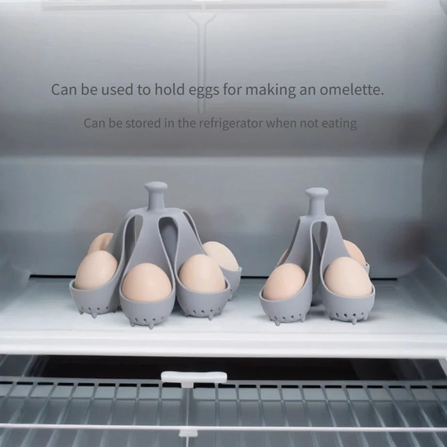 Soporte para huevos 4/6, cocedor de huevos de silicona resistente a altas temperaturas