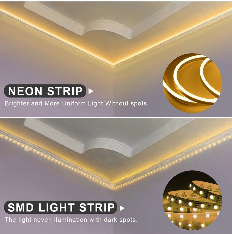 Black Silicone Tube Neon Light LED Strip with RF Remote Control/Sweep Motion/Touch Sensor