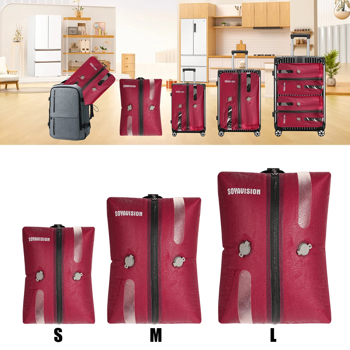 ¡Gran oferta! Bolsas de vacío de TPU S M L, bolsas de compresión al vacío reutilizables, equipaje impermeable