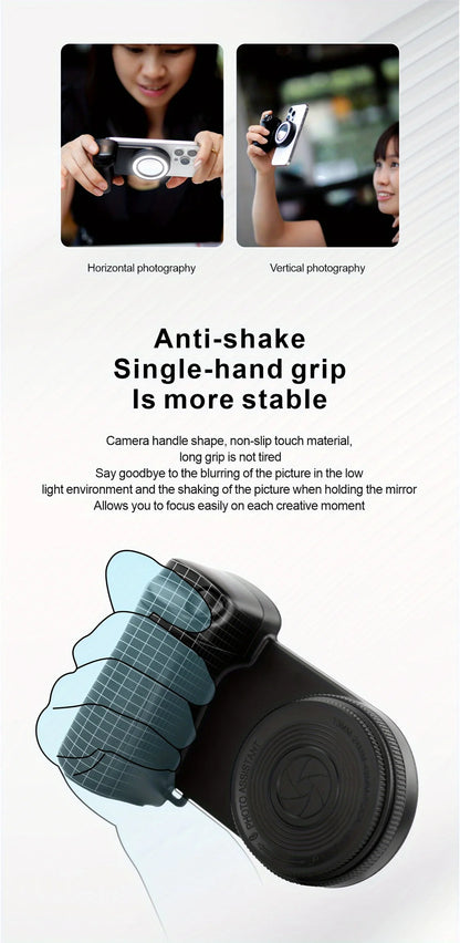 Empuñadura magnética para smartphone con control remoto Bluetooth desmontable de 30 m con luz de relleno, mango para selfis antivibración, soporte para fotos