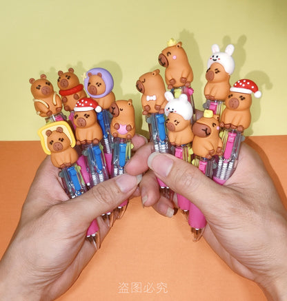 10Pcs/Lot Kawaii Capybara Mini 4 Colors Ballpoint Pens