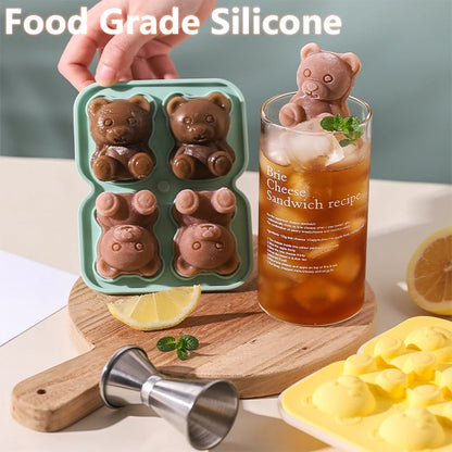 Cute Teddy Bear Ice Cube Making Mold Splash-proof