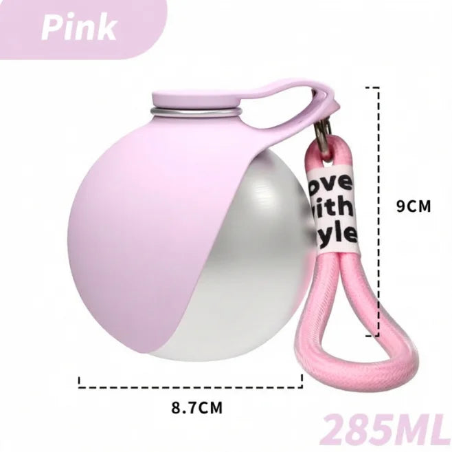 Pet Portable 285ML Water Bottle 304 Stainless Steel Foldable Basin Food-Grade Silicone Blue Pink Outdoor Pet Drinking Solution