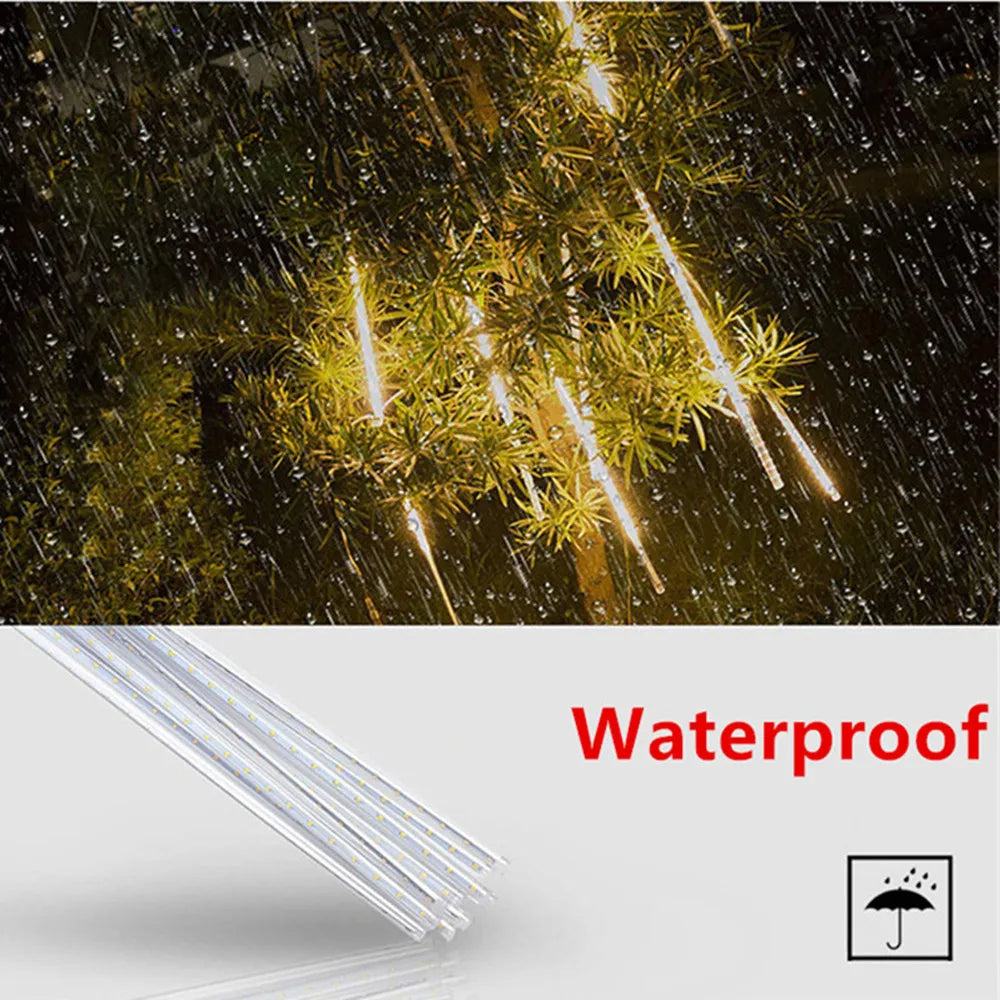 LED Meteor Shower Rain Lights Waterproof Falling Raindrop Fairy String