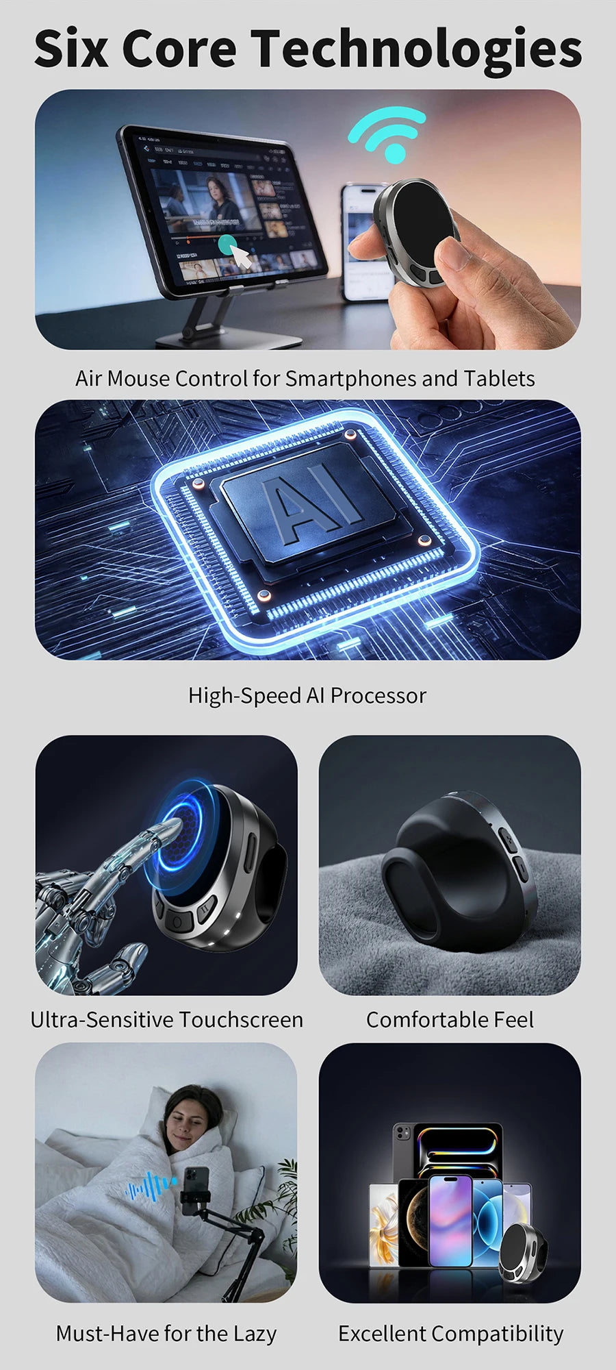 TikTok remote, scrolling ring, finger mouse, bluetooth page turner