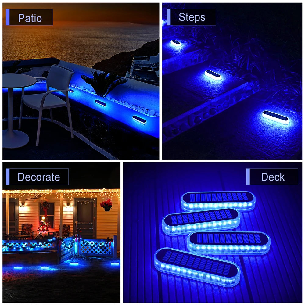 Solar Powered LED Outdoor Deck Lights IP68 Waterproof Automatic On/Off