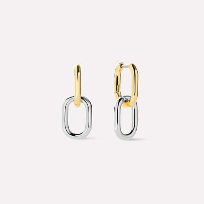 DPLAOPA 925 Sterling Silver Gold Two Irregular Circle Piercing Hoop Earrings