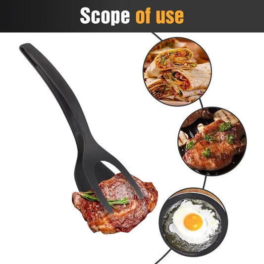 2026 Egg Flipper Spatula 2 in 1 Grip and Flip Spatula Tongs Silicone