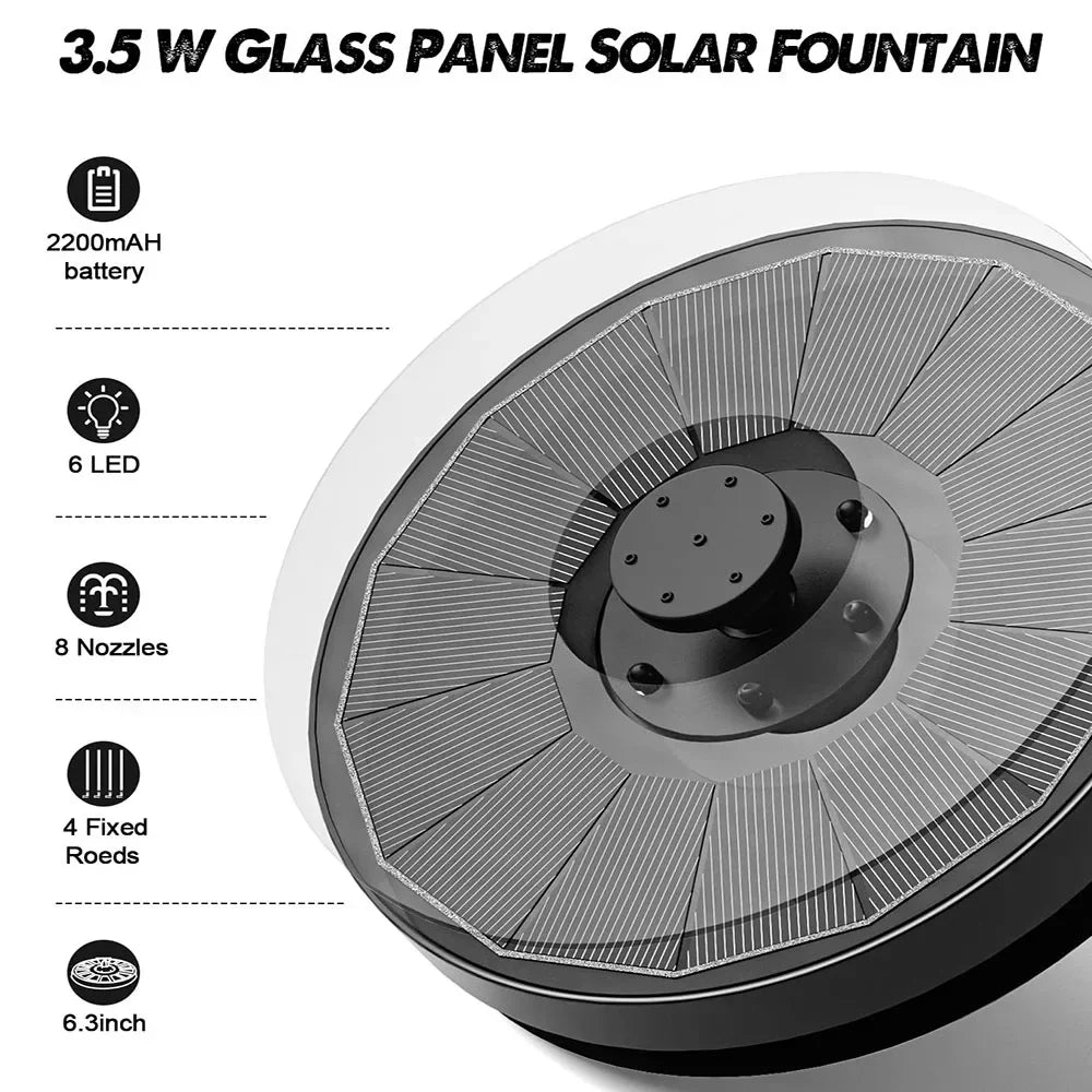 Solar Fountain Pump for Bird Bath with Lights,3.5W Solar Water Fountain