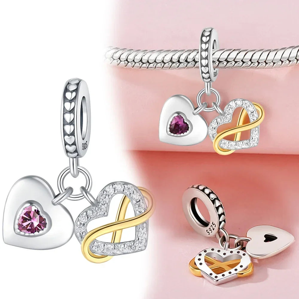 sterling silver 925 red love gold envelope mail pendant fit original pandora women's