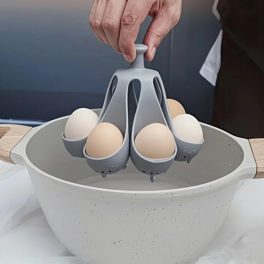 Soporte para huevos 4/6, cocedor de huevos de silicona resistente a altas temperaturas