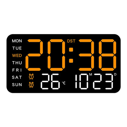 Large Digital Wall Clock Temp Date Week Display Remote Control USB