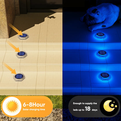 Solar Powered LED Outdoor Deck Lights IP68 Waterproof Automatic On/Off