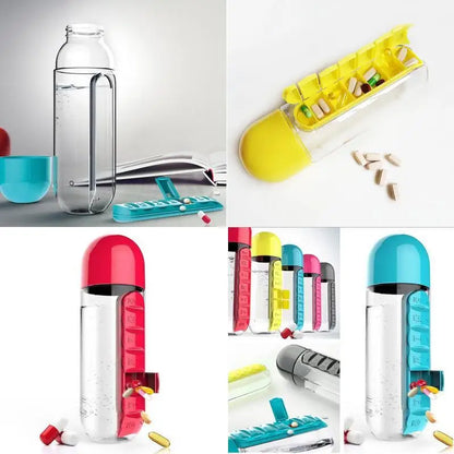 2 in 1 600ml 7 Grids Medicine Box Water Cup