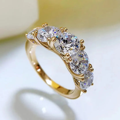 IOGOU Luxury 3.6CTTW All Moissanite Wedding Ring 5 Stone Sparkling Diamond