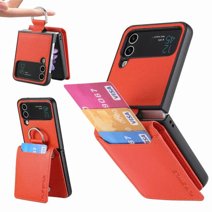 multifunction Card Slot Lychee leather Phone Case for Samsung Z Flip 6 5 4 3