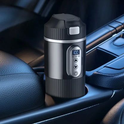 500ml Car Heating Cup Digital LCD Display Stainless Steel Electric Kettle Portable 12/24V
