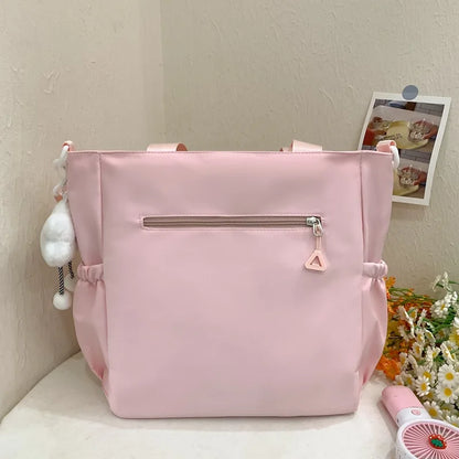 Mochila de camada transparente com vários bolsos e fecho, bolsa exterior grande
