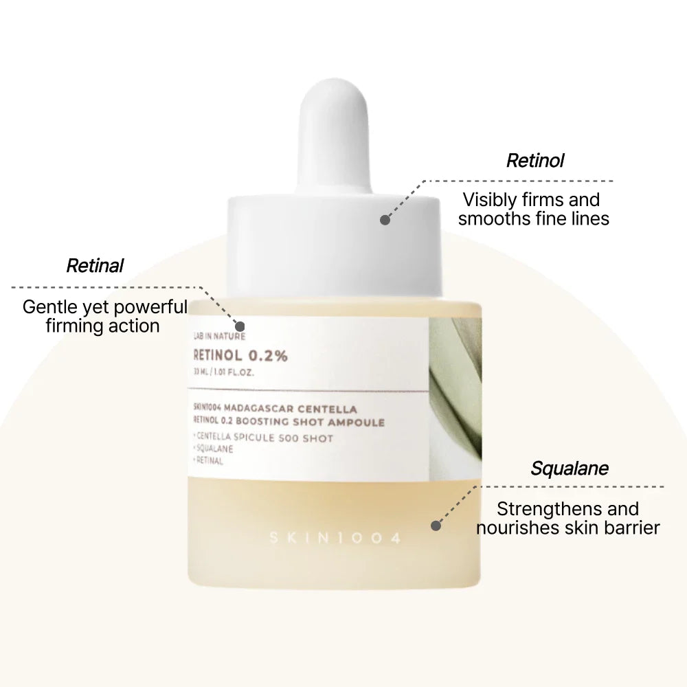 Ampola Coreana de Centelha Asiática com Retinol e Matrixyl para o Cuidado dos Poros e Anti-rugas