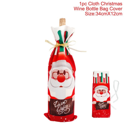 Christmas Wine Bottle Cover Merry Christmas Decoration For Home