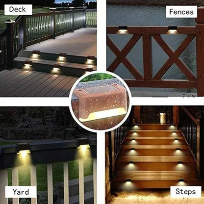 32/24/16/12/8/4 Uds. Luces solares de cubierta, impermeables para exteriores, luces LED para vallas, escalones de jardín