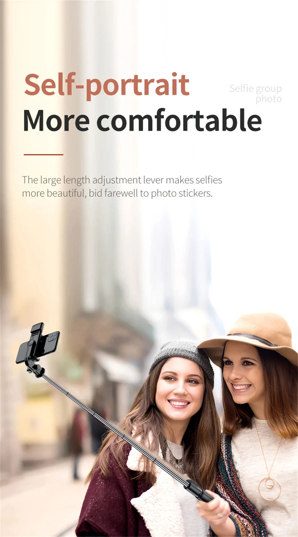 Trípode extensible 3 en 1 con Bluetooth, palo selfi con control remoto y luz de relleno portátil y plegable
