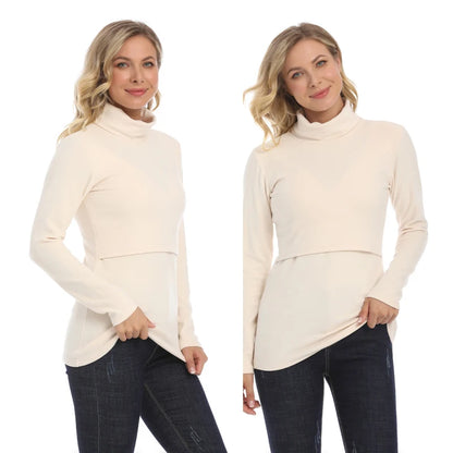 Autumn Winter Maternity Clothes Turtleneck Warm Long Sleeve