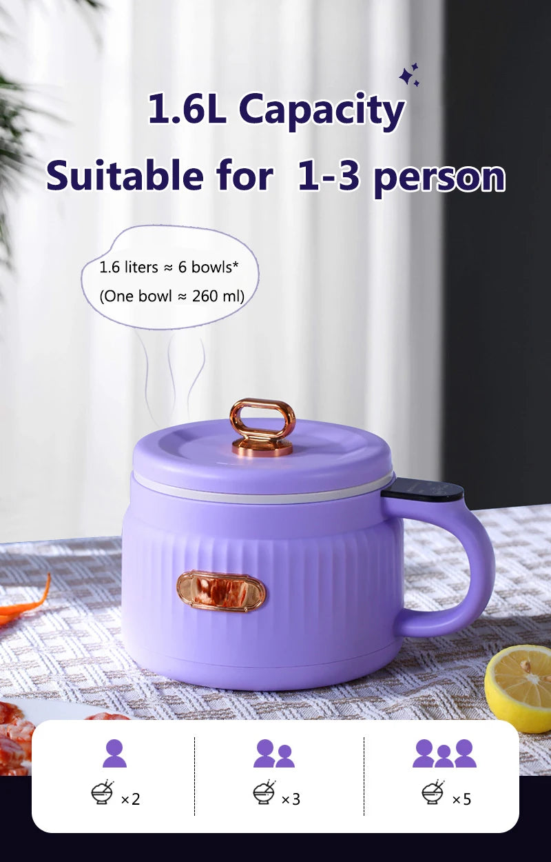 Olla arrocera inteligente portátil sartén eléctrica fideos taza hirviendo olla caliente