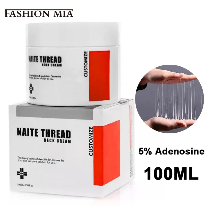 Crema para el cuello con hilo Naite (100 ml) con péptidos de colágeno hidrolizado de Corea y solución de adenosina al 5 % 