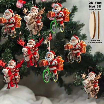 12-Piece Santa Claus Wooden Ornament Set - Perfect for Christmas Trees