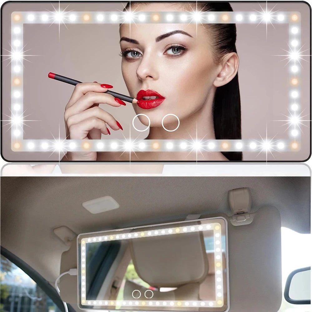 Espejo de vanidad para visera de coche, espejo de maquillaje con 3 modos de luz y 60 LED