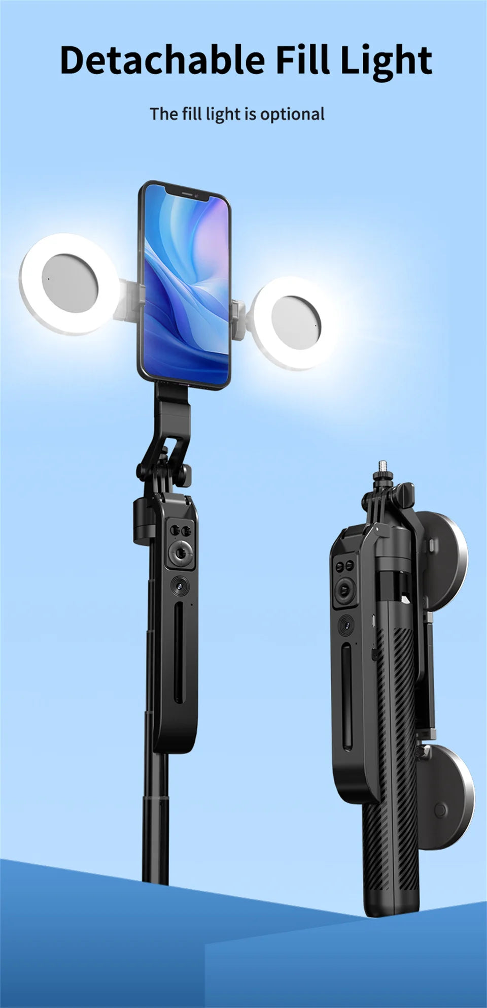 COOL DIER C12 AI Tracking gimbal Trípode Estabilizador de cardán Palo selfi inalámbrico plegable