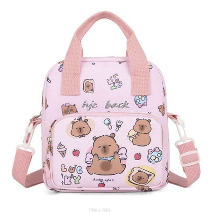 3Pcs/set Capybara Print Backpack Lunch Bag with Pencilcase Colorful Patterns Boys Girls