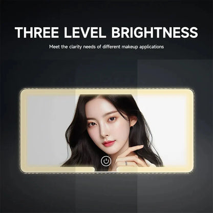 Car Sun Visor Makeup Mirror LED Light Touch Screen Adjustable Brightness Auto
