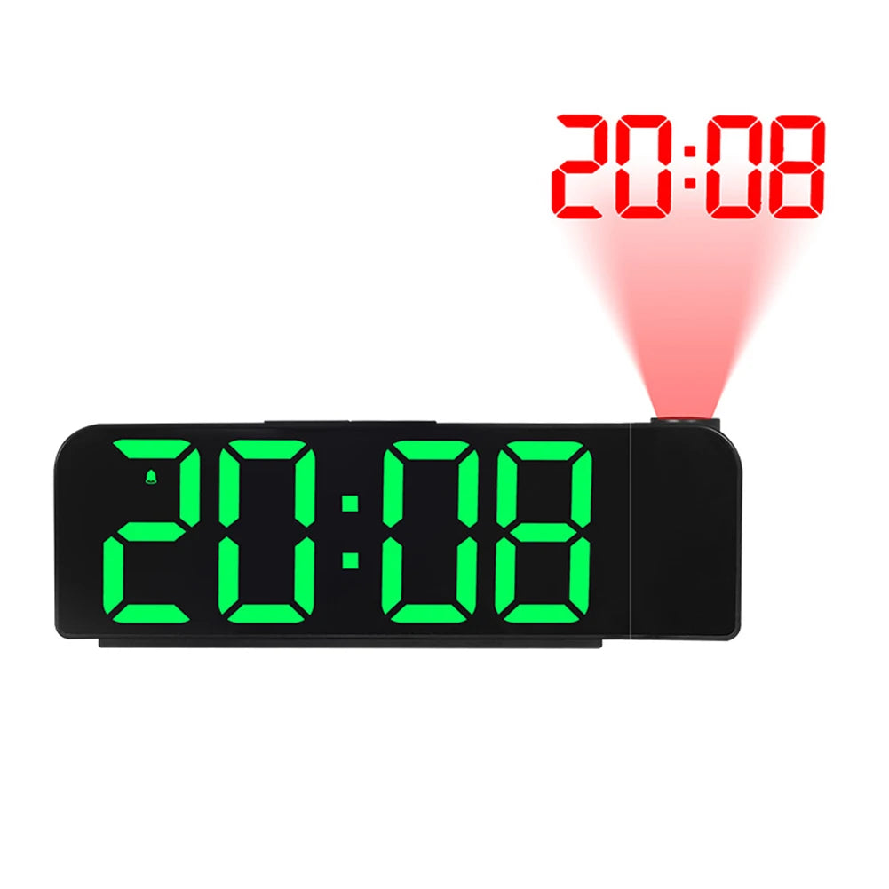 Digital Projection Alarm Clock 180° Rotating Ceiling Wall Projector USB Powered LED