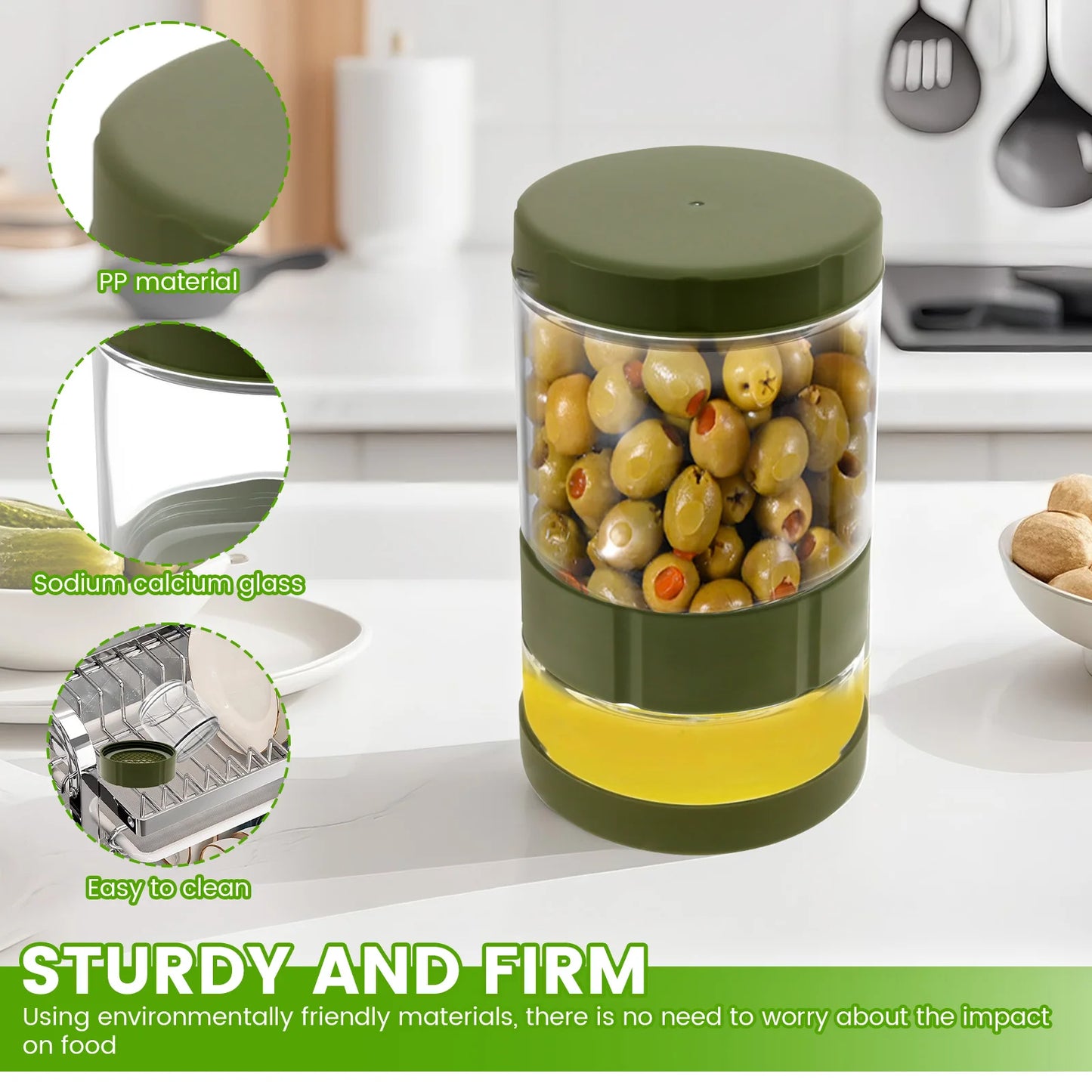 Glass Pickle Jar Dry Wet Separation Pickle and Olive Jar Upside Down