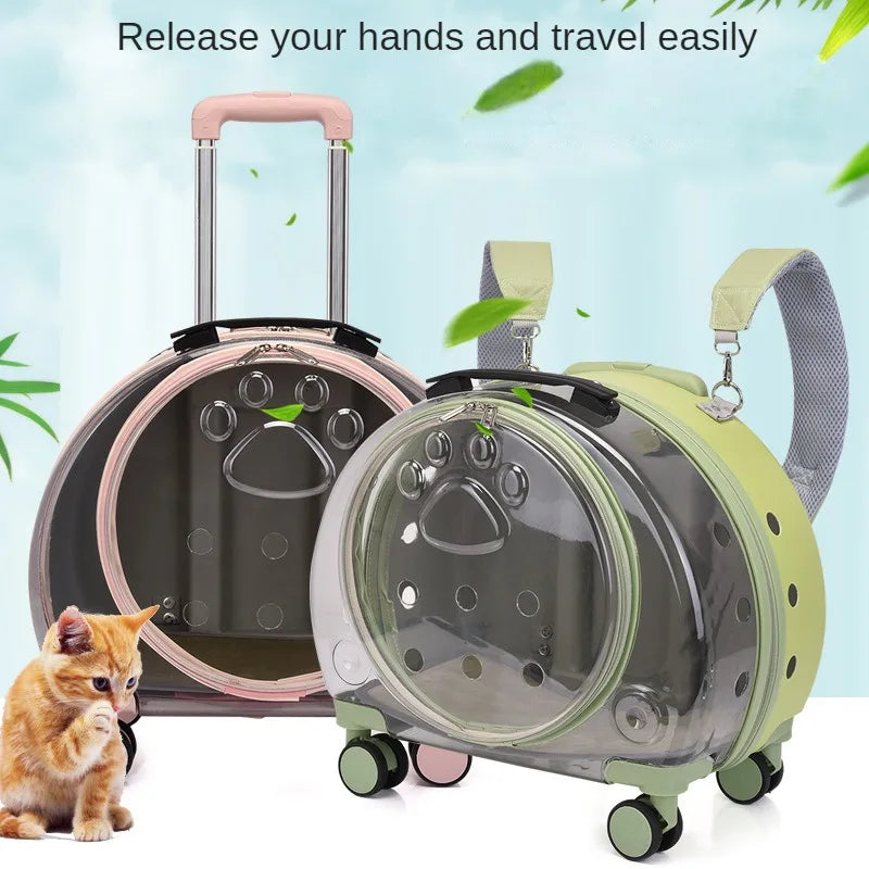 Pet Suitcase Transparent Trolley Case