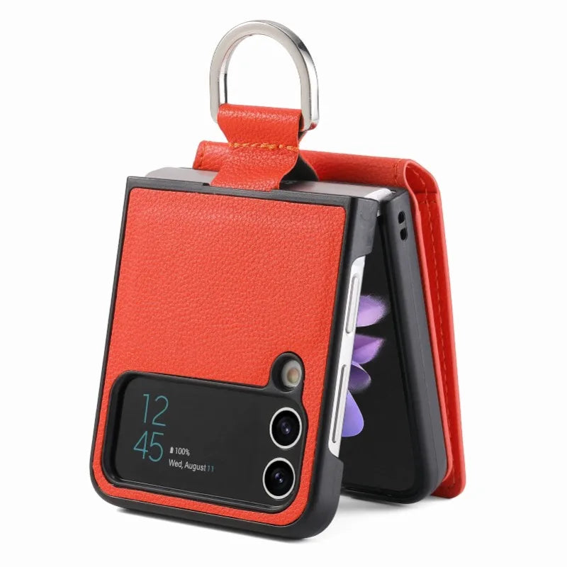 multifunction Card Slot Lychee leather Phone Case for Samsung Z Flip 6 5 4 3