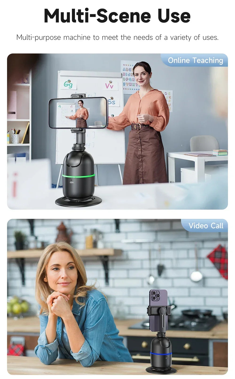 VIKEFON Estabilizador de cardán con seguimiento facial automático inteligente 360° Trípode con palo selfi