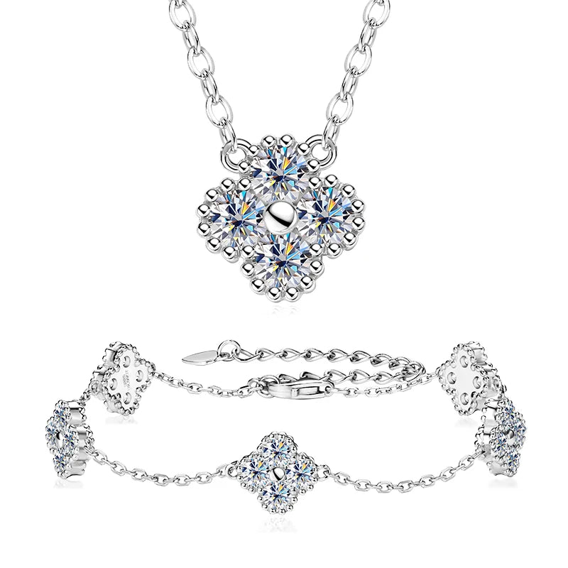 18k Gold Plated 925 Silver 3mm Moissanite Necklace Earrings Bracelet Sets 3 In 1