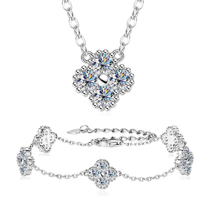 18k Gold Plated 925 Silver 3mm Moissanite Necklace Earrings Bracelet Sets 3 In 1