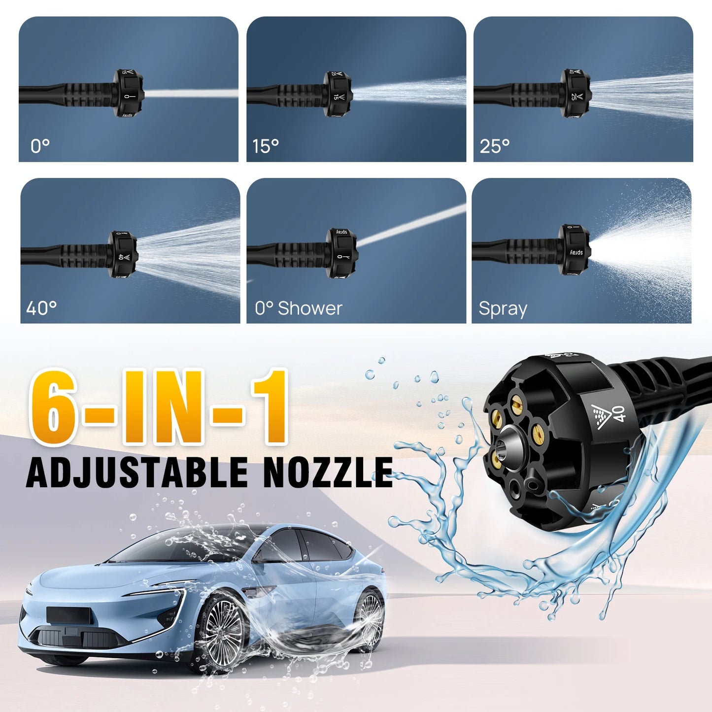 DayPlus Cordless Pressure Washer,6-in-1 Portable Pressure Washer