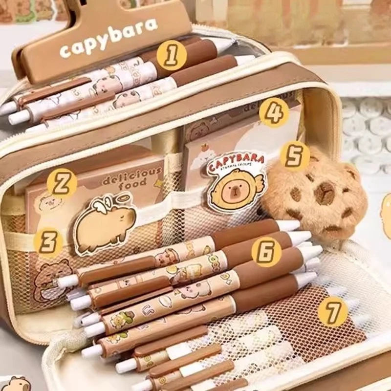 Capybara Stationery Set Students Large-Capacity Pen Pouch Creative