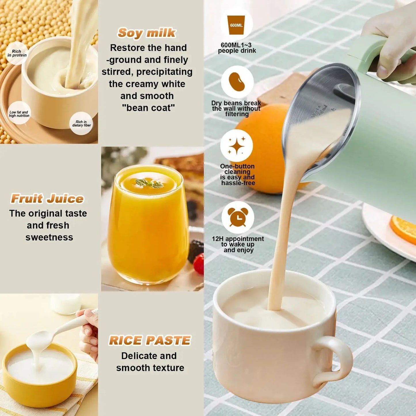 Nut Milk Maker 35oz 1000ml Almond Milk Machine 8-In-1 Automatic