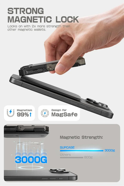 Soporte magnético tipo trípode SUPCASE con tarjetero para iPhone 16/15/14/13/12