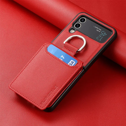 multifunction Card Slot Lychee leather Phone Case for Samsung Z Flip 6 5 4 3