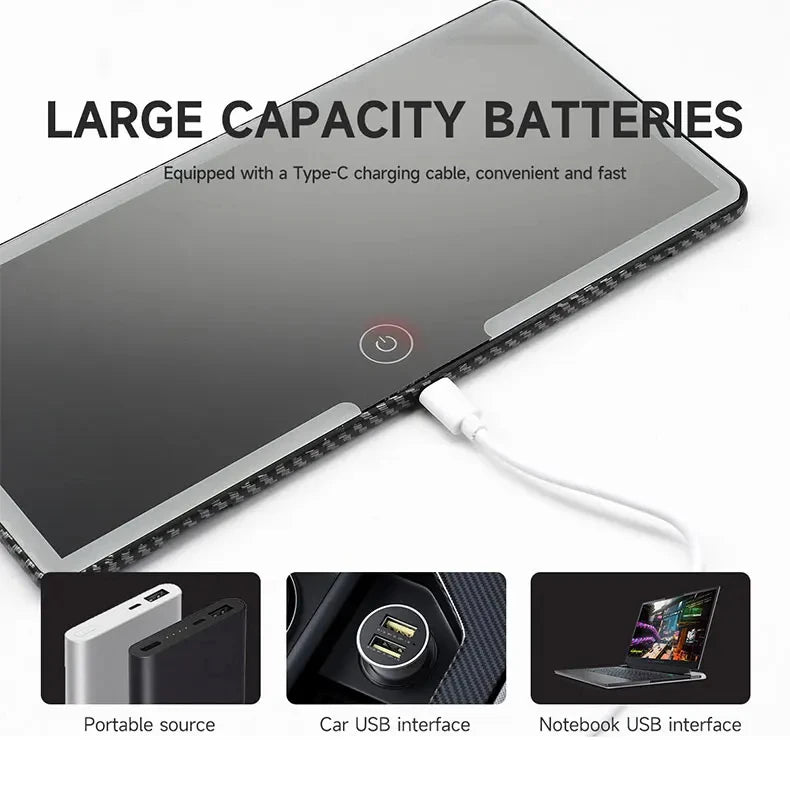 Car Sun Visor Makeup Mirror LED Light Touch Screen Adjustable Brightness Auto