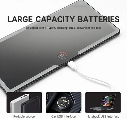 Car Sun Visor Makeup Mirror LED Light Touch Screen Adjustable Brightness Auto