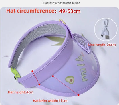 Children's Summer Sun Hat with Fan Sun Protection