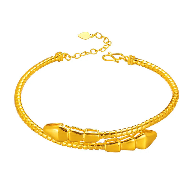 Luxury 24K 9999 Pure Gold real gold Snake Women's Bracelet